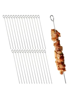 relaxdays Grillen<30 x Schaschlikspieße in Silber