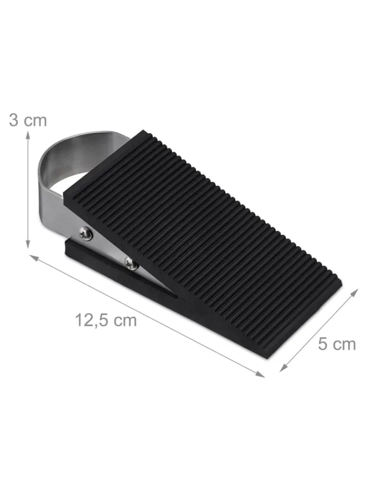 relaxdays Tür- & Zugluftstopper<4 x Türkeil in Schwarz/ Silber