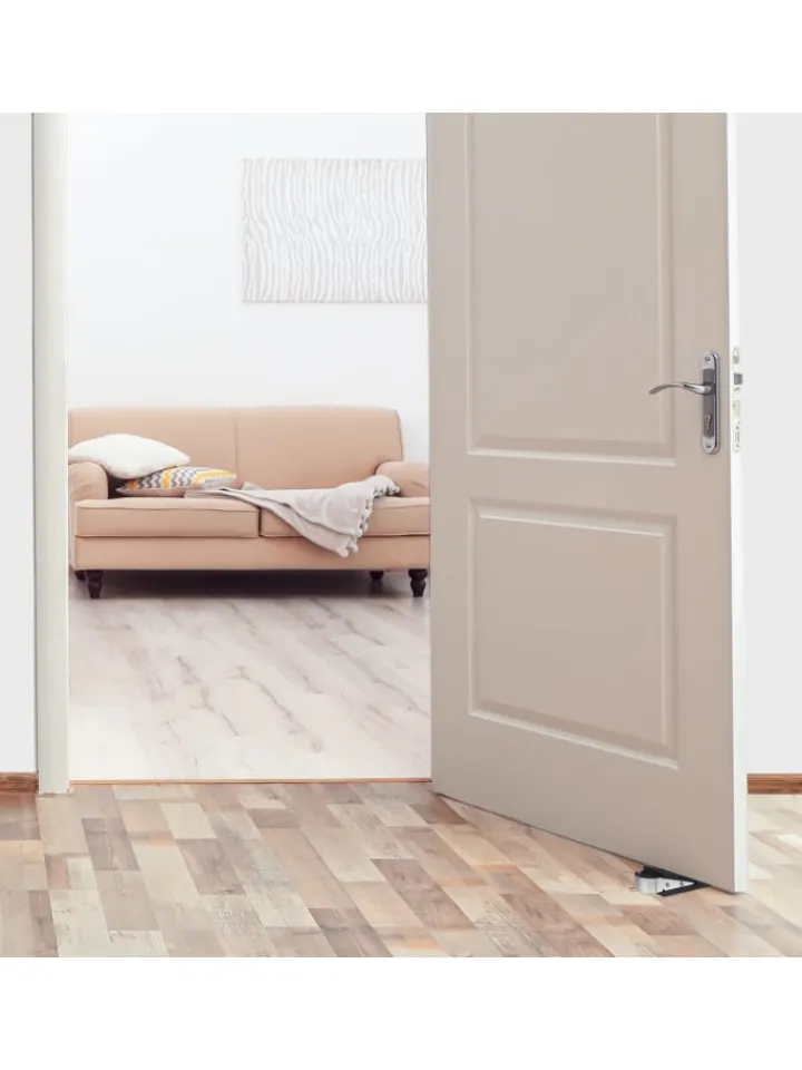 relaxdays Tür- & Zugluftstopper<4 x Türkeil in Schwarz/ Silber