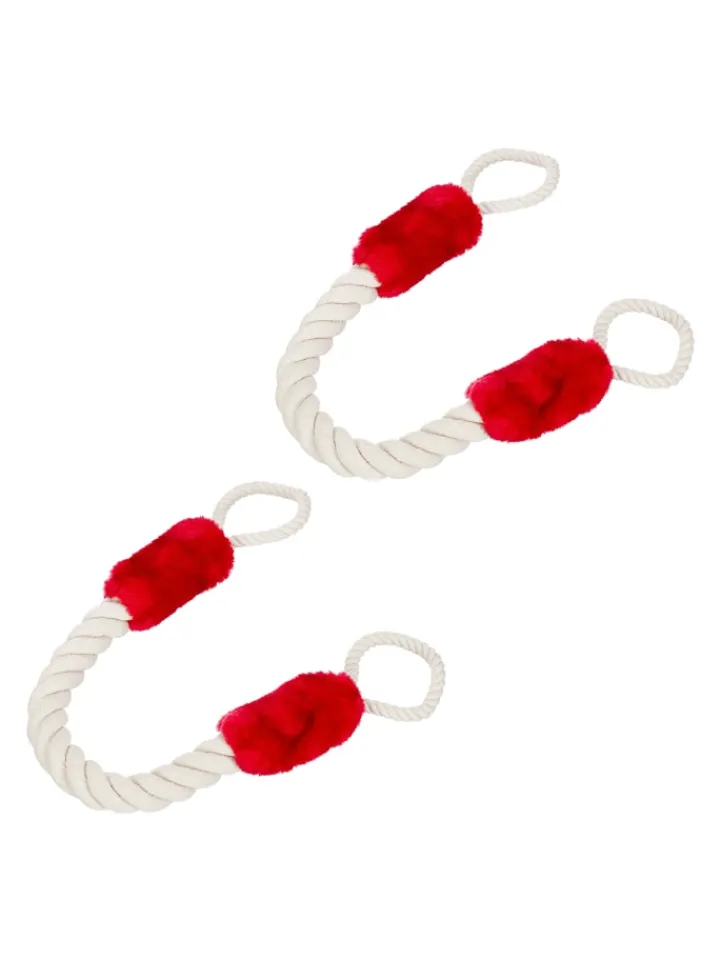 relaxdays Tür- & Zugluftstopper<10 x Türkordel in Creme/ Rot