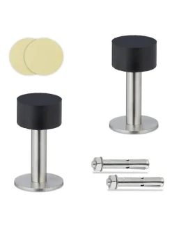 relaxdays Tür- & Zugluftstopper<2 x Türstopper in Schwarz/ Silber