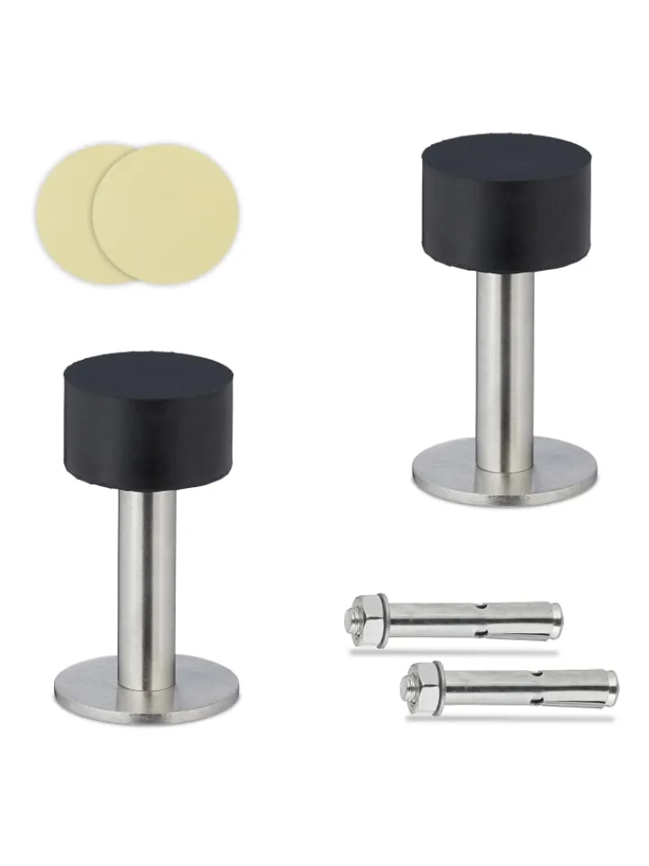relaxdays Tür- & Zugluftstopper<2 x Türstopper in Schwarz/ Silber