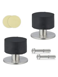 relaxdays Tür- & Zugluftstopper<2 x Türstopper in Schwarz/ Silber