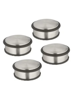 relaxdays Tür- & Zugluftstopper<4 x Türstopper in Silber/ Schwarz - (H)4,5 x Ø 10,5 cm
