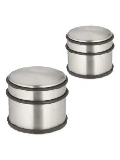 relaxdays Tür- & Zugluftstopper<2 x Türstopper in Silber/ Schwarz - (H)7,5 x Ø 9 cm