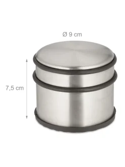 relaxdays Tür- & Zugluftstopper<2 x Türstopper in Silber/ Schwarz - (H)7,5 x Ø 9 cm