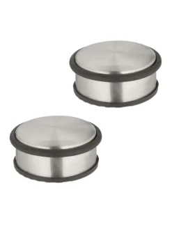 relaxdays Tür- & Zugluftstopper<2 x Türstopper in Silber/ Schwarz - (H)4,5 x Ø 10,5 cm