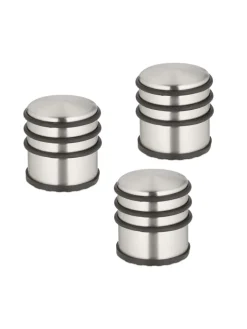 relaxdays Tür- & Zugluftstopper<3 x Türstopper in Silber/ Schwarz - (H)7,5 x Ø 7 cm