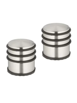 relaxdays Tür- & Zugluftstopper<2 x Türstopper in Silber/ Schwarz - (H)7,5 x Ø 7 cm