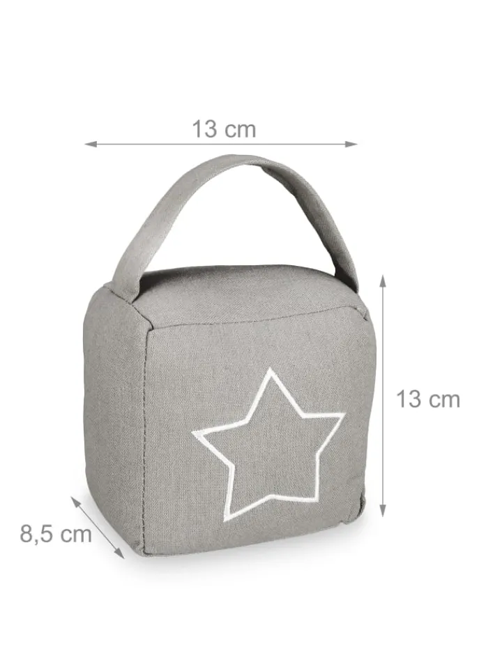 relaxdays Tür- & Zugluftstopper<2 x Türstopper "Stern" in Dunkelgrau/ Weiß - (B)13 x (H)13 x (T)8,5 cm