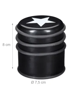 relaxdays Tür- & Zugluftstopper<3 x Türstopper "Stern" in Schwarz/ Weiß - (H)8 x Ø7,5 cm