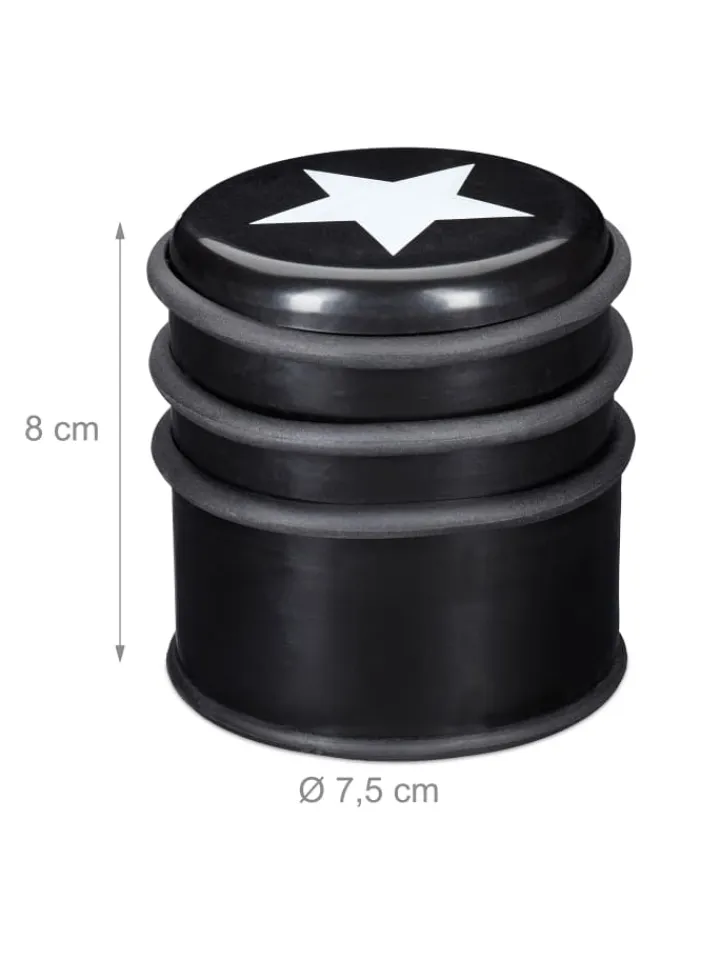 relaxdays Tür- & Zugluftstopper<3 x Türstopper "Stern" in Schwarz/ Weiß - (H)8 x Ø7,5 cm