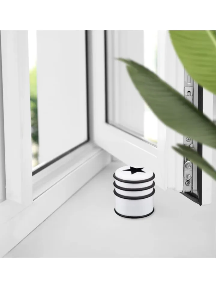 relaxdays Tür- & Zugluftstopper<3 x Türstopper "Stern" in Schwarz/ Weiß - (H)8 x Ø7,5 cm