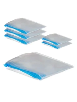 relaxdays Weitere Haushaltshelfer<60 x Vakuumbeutel Set in Transparent/ Blau