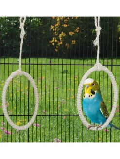 relaxdays Vögel<2 x Vogelschaukel-Ring in Natur - Ø 15 cm
