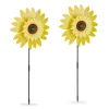 relaxdays Gartendekoration<2 x Windrad "Sonnenblume" in Gelb - (B)29 x (H)76 x (T)8 cm