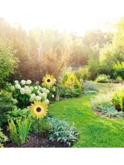 relaxdays Gartendekoration<2 x Windrad "Sonnenblume" in Gelb - (B)29 x (H)76 x (T)8 cm