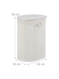 relaxdays Wäschekörbe & -Ständer<2 x Wäschekorb in Weiß - (B)42 x (H)55 x (T)32 cm