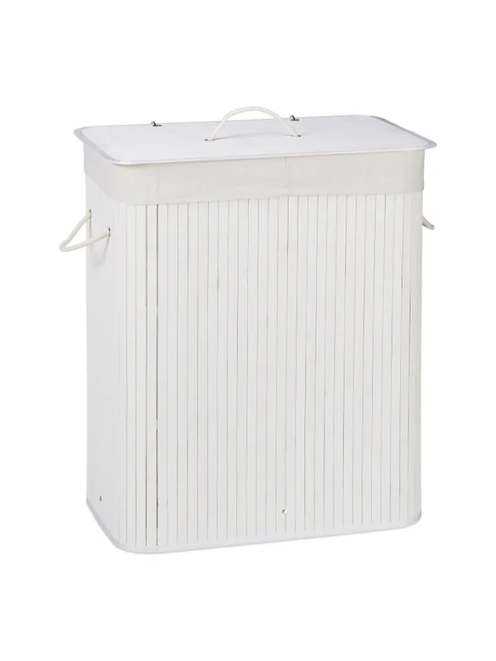 relaxdays Weitere Haushaltshelfer<2 x Wäschekorb in Weiß - (B)55 x (H)63 x (T)35 cm