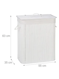 relaxdays Weitere Haushaltshelfer<2 x Wäschekorb in Weiß - (B)55 x (H)63 x (T)35 cm