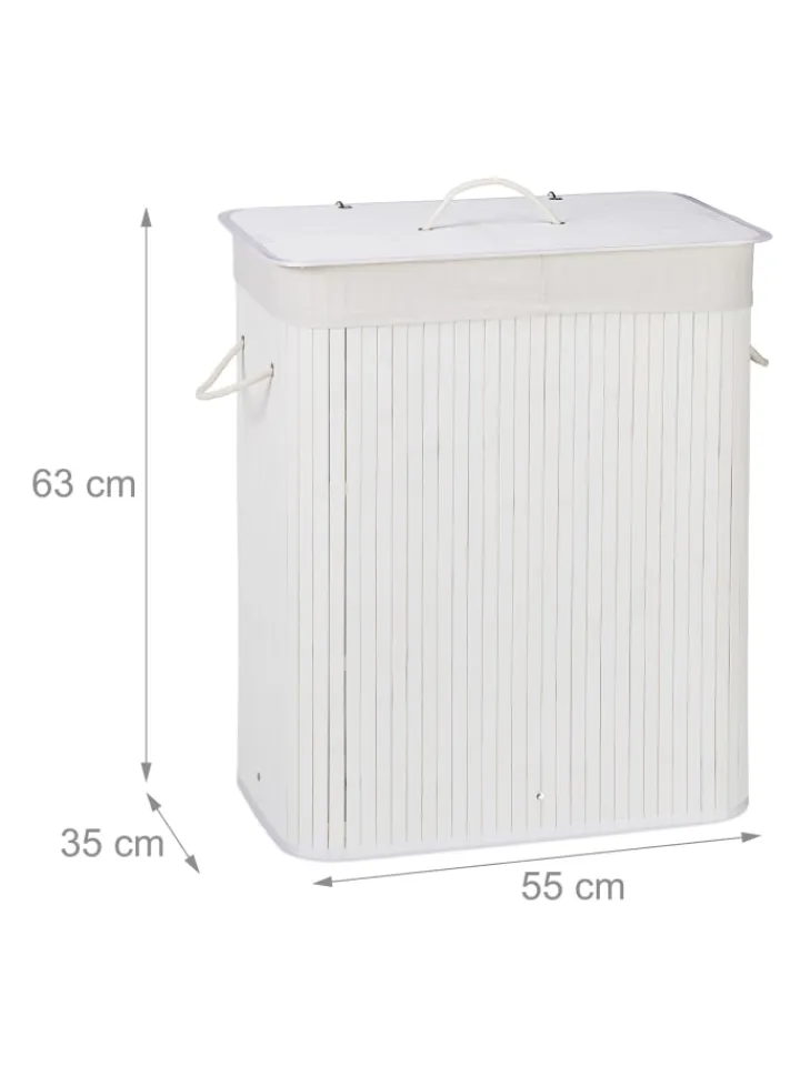 relaxdays Weitere Haushaltshelfer<2 x Wäschekorb in Weiß - (B)55 x (H)63 x (T)35 cm