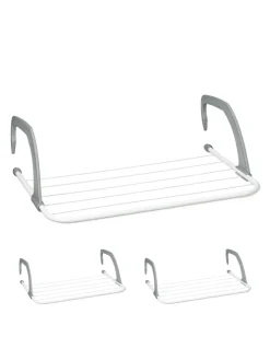 relaxdays Wäschekörbe & -Ständer<3 x Wäscheständer in Weiß/ Grau - (B)51 x (H)16 x (T)51 cm