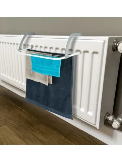 relaxdays Wäschekörbe & -Ständer<3 x Wäscheständer in Weiß/ Grau - (B)51 x (H)16 x (T)51 cm