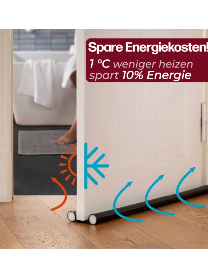 Praknu Tür- & Zugluftstopper<2 Zugluftstopper für Türen bis zu 90cm - Doppelseitiger Schutz -