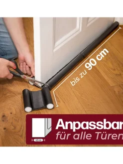 Praknu Tür- & Zugluftstopper<2 Zugluftstopper für Türen bis zu 90cm - Doppelseitiger Schutz -