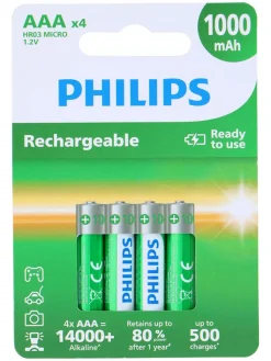Philips Technikzubehör<AAA-Batterien 1000 mAh - 4 Stück