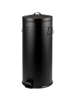 eluno Mülleimer<Abfalleimer VINTAGE, Treteimer, 30 Liter Fassungsvermögen aus schwarzem Metall