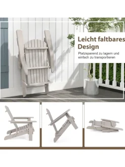 COSTWAY Gartenmöbel<Adirondack Stuhl klappbar in Grau