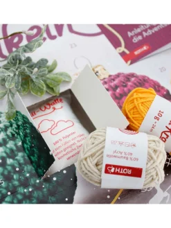 ROTH Adventskalender<Adventskalender - Wollkram - gefüllt, Häkelnadeln, Wolle, Anleitung in Bunt