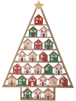 Bloomingville Adventskalender<Adventskalender ''Calvin'' in Beige/ Rot/ Grün - (B)44 x (H)61,5 x (T)6 cm