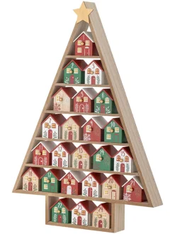 Bloomingville Adventskalender<Adventskalender ''Calvin'' in Beige/ Rot/ Grün - (B)44 x (H)61,5 x (T)6 cm