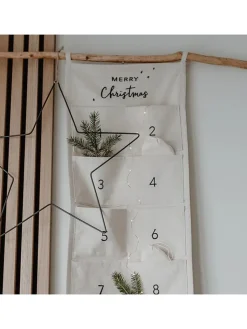 Eulenschnitt Adventskalender<Adventskalender "Merry Christmas" in Weiß - (L)180 x (B)30 cm