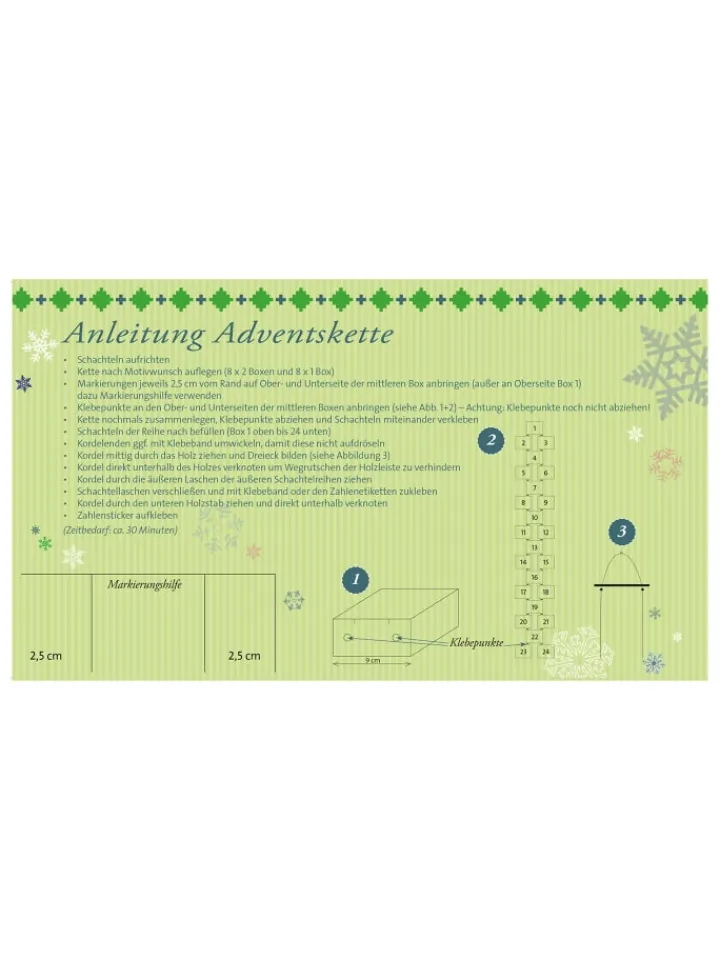 ROTH Adventskalender<Adventskalender Rohling zum Gestalten und Füllen, 24er Boxen-Kette in Weiß