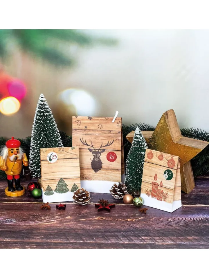 ROTH Adventskalender<Adventskalender zum Befüllen - 24 Adventstütchen - Hygge-Style - in Bunt