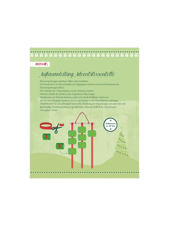 ROTH Adventskalender<Adventskalender zum Befüllen - 24er Kissenverpackungs-Kette in Bunt
