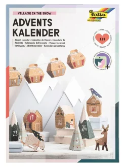 folia PAPER Kreativbedarf & Do-It-Yourself<Adventskalender-Bastelset "Village in the snow" in Hellbraun