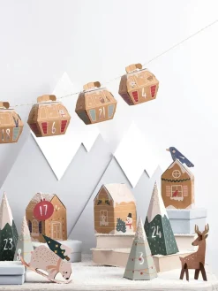 folia PAPER Kreativbedarf & Do-It-Yourself<Adventskalender-Bastelset "Village in the snow" in Hellbraun