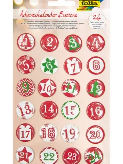 folia PAPER Adventskalender<Adventskalender-Buttons in Rot/ Grün - 24 Stück