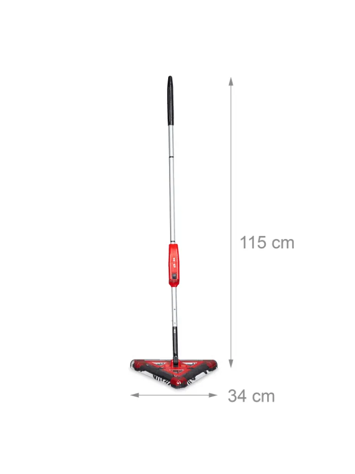 relaxdays Putz- & Waschutensilien<Akkubesen in Rot - (B)34 x (H)115 cm