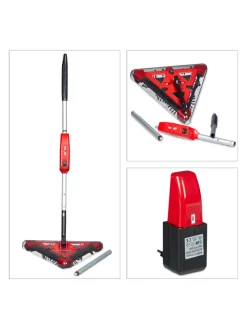 relaxdays Putz- & Waschutensilien<Akkubesen in Rot - (B)34 x (H)115 cm