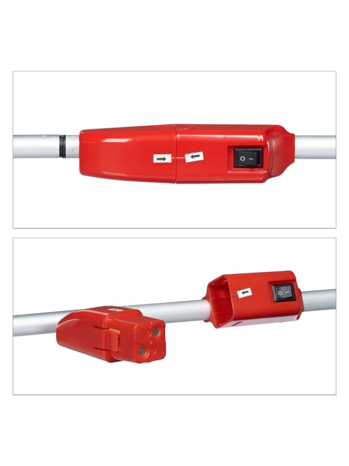 relaxdays Putz- & Waschutensilien<Akkubesen in Rot - (B)34 x (H)115 cm