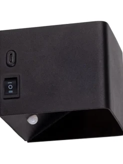 näve Wandleuchten<Akku-LED-Wandleuchte "Cube" in Schwarz - (B)10 x (H)8 x (T)10 cm