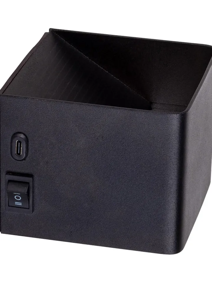 näve Wandleuchten<Akku-LED-Wandleuchte "Cube" in Schwarz - (B)10 x (H)8 x (T)10 cm