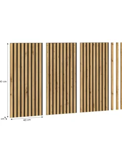 xonox.home Wanddekoration<Akustikpaneel 3er Set (B/H/T: 40x80x2 cm) in anthrazit und Eiche Nachbildung