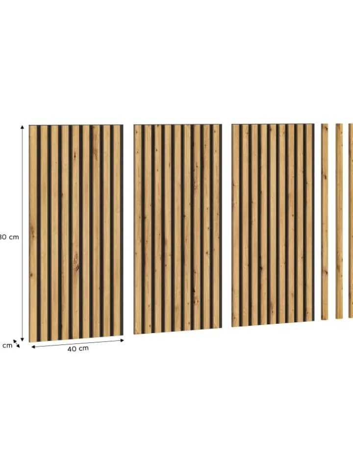 xonox.home Wanddekoration<Akustikpaneel 3er Set (B/H/T: 40x80x2 cm) in anthrazit und Eiche Nachbildung