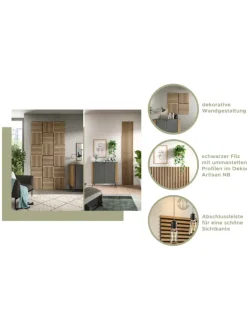 xonox.home Wanddekoration<Akustikpaneel 3er Set (B/H/T: 40x80x2 cm) in anthrazit und Eiche Nachbildung